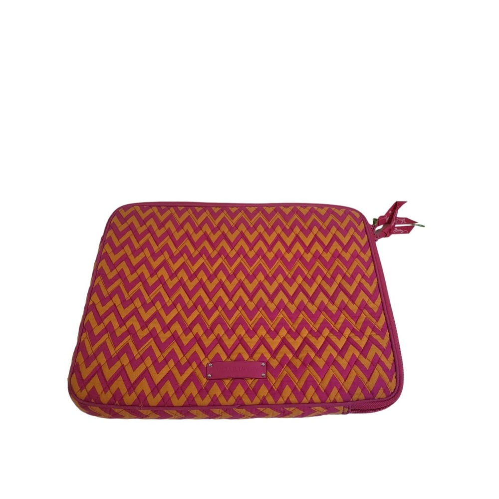 Vera Bradley Ziggy Zinnia Pink Orange Chevron Quilted Laptop Tablet Tech Case